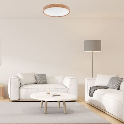 Brilagi - LED dimmbares Deckenleuchte MANAROLA SMART LED/36W/230V 2700-6500K Eiche Ø 51 cm Wi-Fi + Tuya Fernbedienung