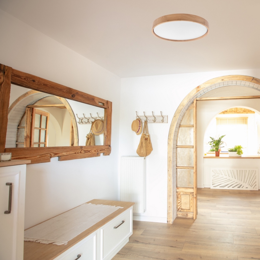 Brilagi - LED dimmbares Deckenleuchte MANAROLA SMART LED/36W/230V 2700-6500K Eiche Ø 51 cm Wi-Fi + Tuya Fernbedienung