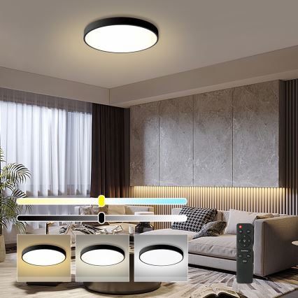 Brilagi - Dimmbares LED-Deckenlicht POOL LED/60W/230V 3000-6000K Ø 60 cm schwarz + Fernbedienung