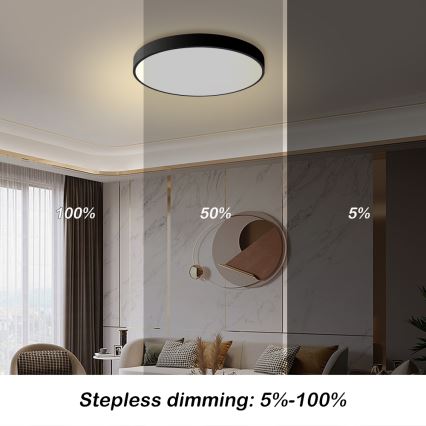 Brilagi - Dimmbares LED-Deckenlicht POOL LED/60W/230V 3000-6000K Ø 60 cm schwarz + Fernbedienung