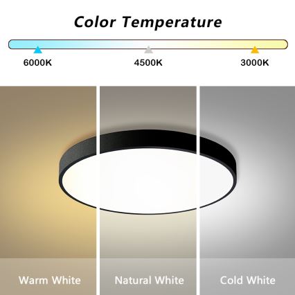 Brilagi - Dimmbares LED-Deckenlicht POOL LED/60W/230V 3000-6000K Ø 60 cm schwarz + Fernbedienung