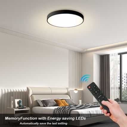 Brilagi - Dimmbares LED-Deckenlicht POOL LED/60W/230V 3000-6000K Ø 60 cm schwarz + Fernbedienung