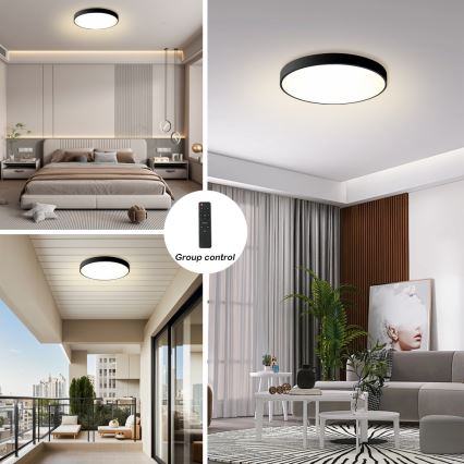 Brilagi - Dimmbares LED-Deckenlicht POOL LED/60W/230V 3000-6000K Ø 60 cm schwarz + Fernbedienung