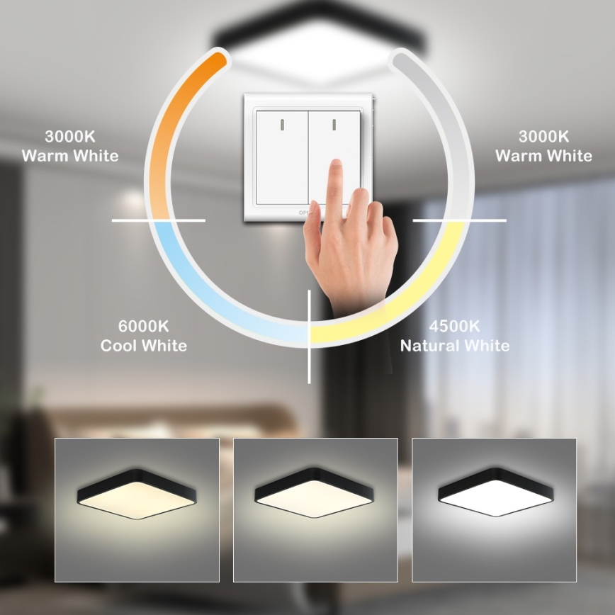 Brilagi - LED Deckenleuchte POOL SQUARE LED/48W/230V 3000/4500/6000K 50x50 cm schwarz