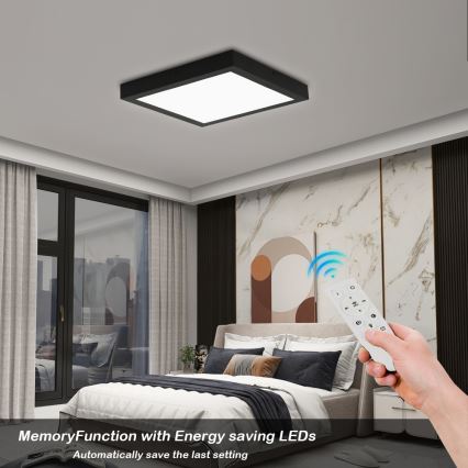 Brilagi - LED Dimmable Deckenleuchte FRAME SMART LED/24W/230V 30x30 cm 3000-6000K IP44 schwarz + Fernbedienung