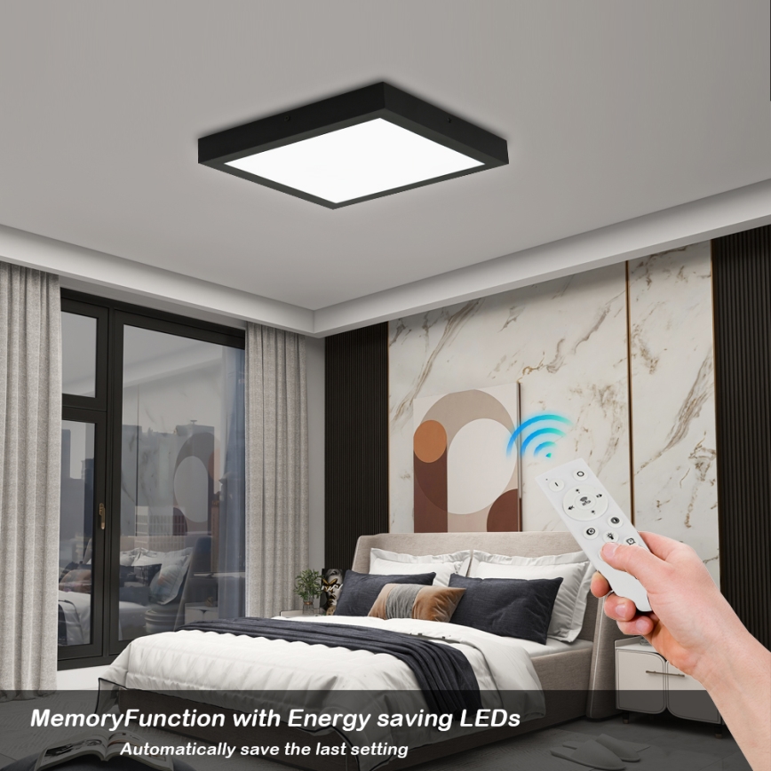 Brilagi - LED Dimmable Deckenleuchte FRAME SMART LED/24W/230V 30x30 cm 3000-6000K IP44 schwarz + Fernbedienung