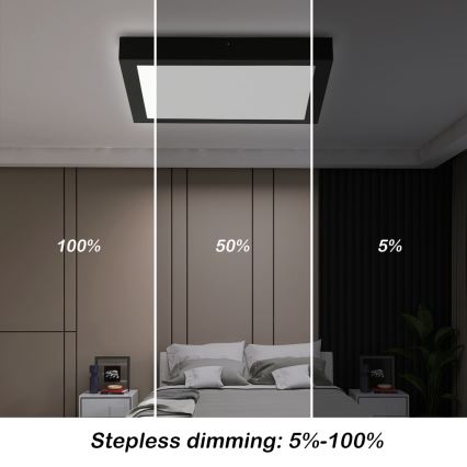Brilagi - LED Dimmable Deckenleuchte FRAME SMART LED/24W/230V 30x30 cm 3000-6000K IP44 schwarz + Fernbedienung