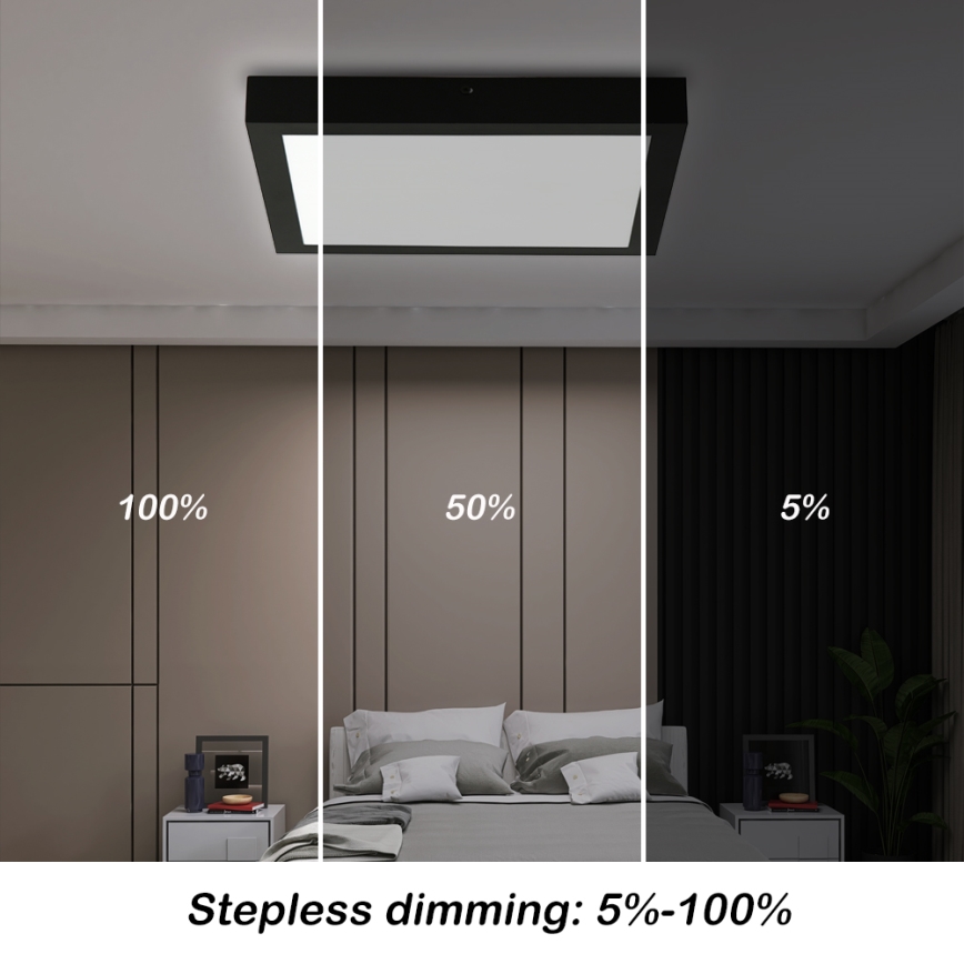 Brilagi - LED Dimmable Deckenleuchte FRAME SMART LED/24W/230V 30x30 cm 3000-6000K IP44 schwarz + Fernbedienung