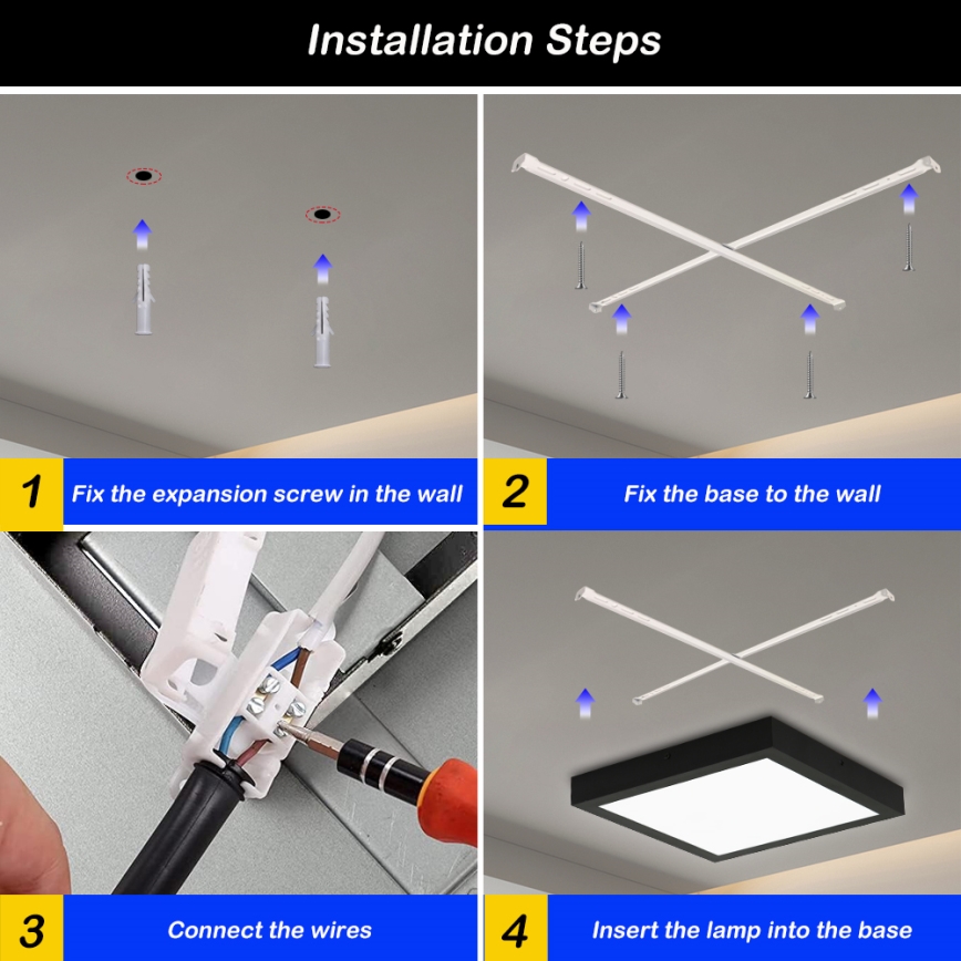Brilagi - LED Dimmable Deckenleuchte FRAME SMART LED/24W/230V 30x30 cm 3000-6000K IP44 schwarz + Fernbedienung