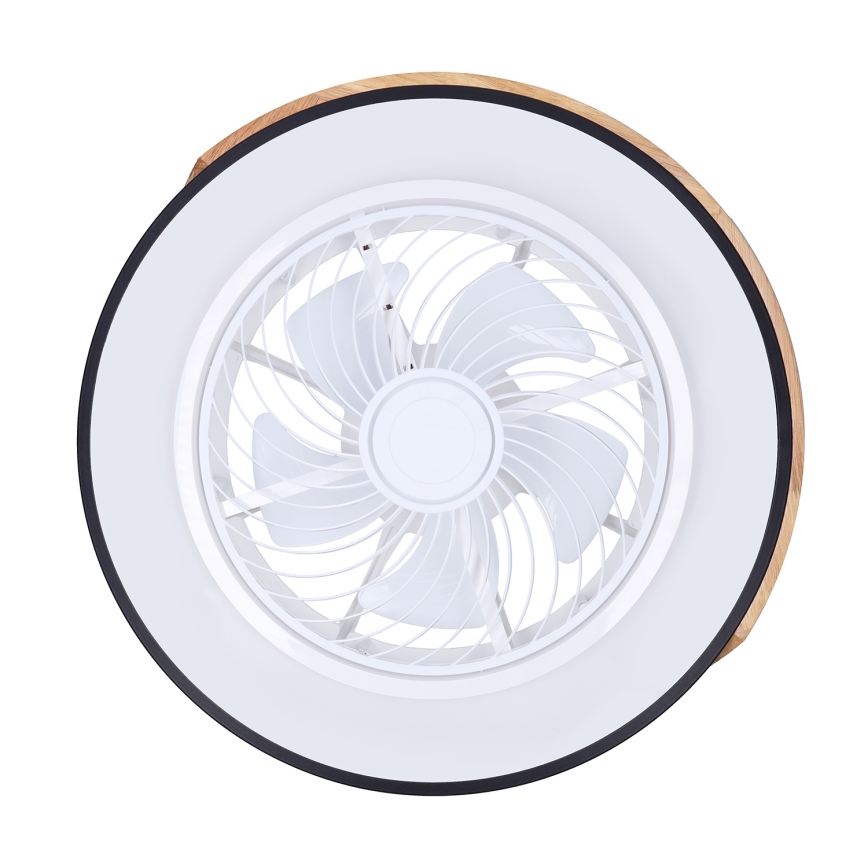 Brilagi - LED dimmbares Deckenleuchte mit Ventilator LED/30W/230V 3000-6500K Schwarz/Eiche + Fernbedienung