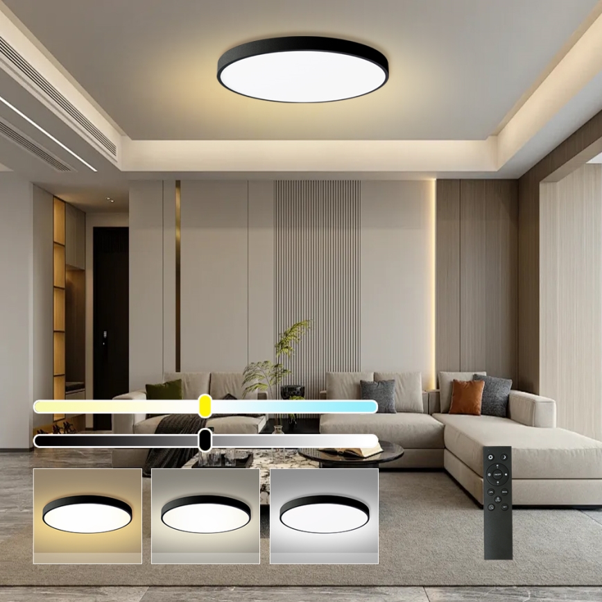Brilagi - LED dimmbare Deckenleuchte POOL SMART LED/128W/230V 3000-6000K Ø 100 cm Wi‑Fi Tuya schwarz + Fernbedienung