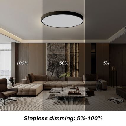 Brilagi - LED dimmbare Deckenleuchte POOL SMART LED/128W/230V 3000-6000K Ø 100 cm Wi‑Fi Tuya schwarz + Fernbedienung