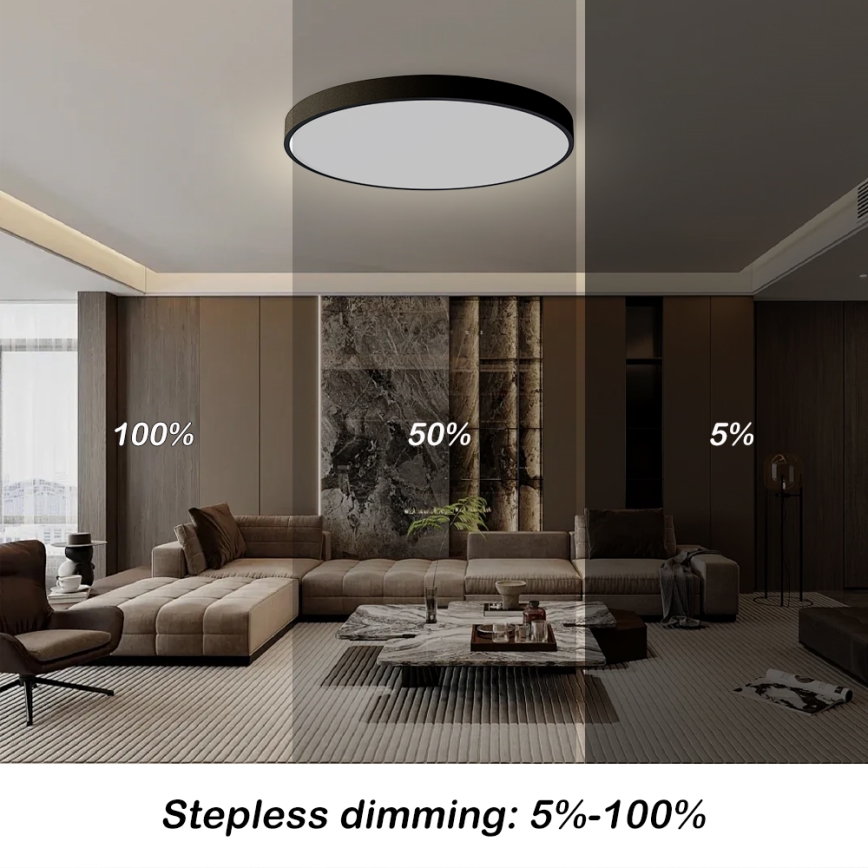 Brilagi - LED dimmbare Deckenleuchte POOL SMART LED/128W/230V 3000-6000K Ø 100 cm Wi‑Fi Tuya schwarz + Fernbedienung