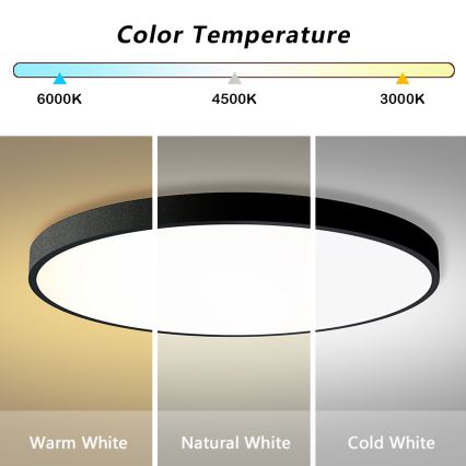 Brilagi - LED dimmbare Deckenleuchte POOL SMART LED/128W/230V 3000-6000K Ø 100 cm Wi‑Fi Tuya schwarz + Fernbedienung