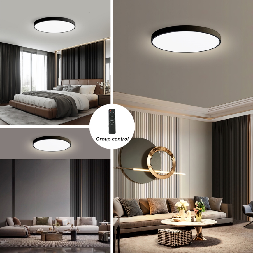 Brilagi - LED dimmbare Deckenleuchte POOL SMART LED/128W/230V 3000-6000K Ø 100 cm Wi‑Fi Tuya schwarz + Fernbedienung