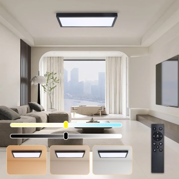 Brilagi - LED-dimmbare Badezimmer-Deckenleuchte FRAME SMART LED/30W/230V 30x60 cm 3000-6000K IP44 schwarz + Fernbedienung