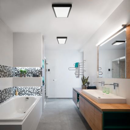 Brilagi - Dimmbare Badezimmerdeckenleuchte FRAME SMART LED/50W/230V 30x120 cm 3000-6000K IP44 Schwarz + Fernbedienung