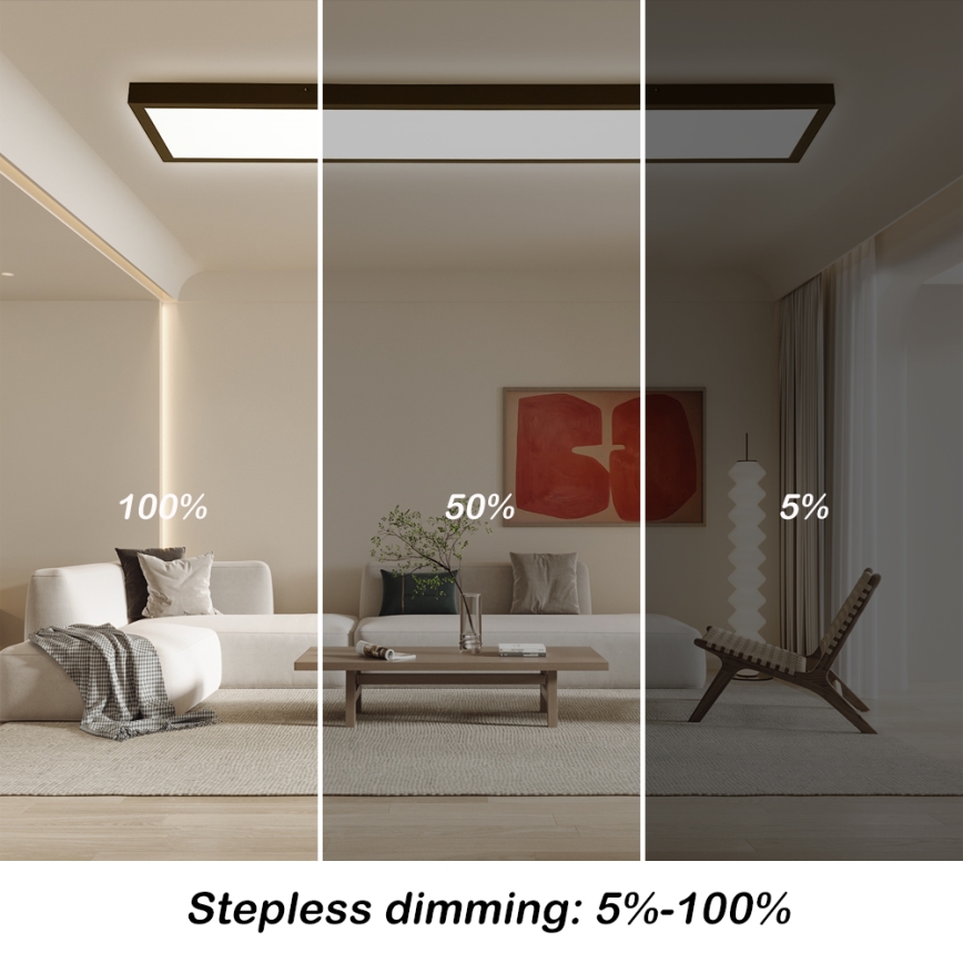 Brilagi - Dimmbare Badezimmerdeckenleuchte FRAME SMART LED/50W/230V 30x120 cm 3000-6000K IP44 Schwarz + Fernbedienung