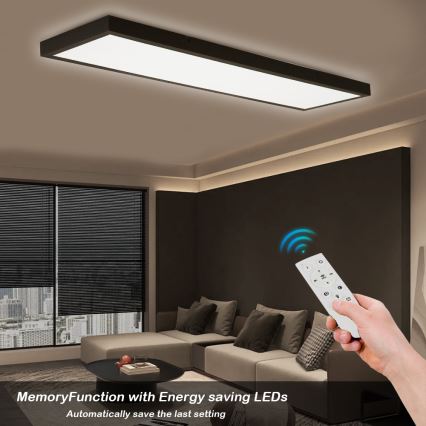 Brilagi - Dimmbare Badezimmerdeckenleuchte FRAME SMART LED/50W/230V 30x120 cm 3000-6000K IP44 Schwarz + Fernbedienung