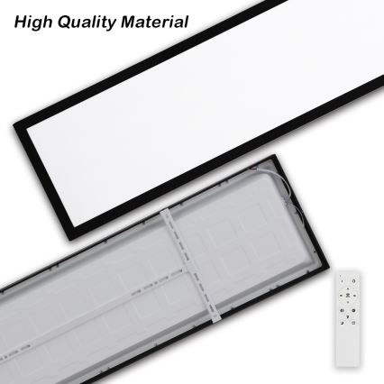 Brilagi - Dimmbare Badezimmerdeckenleuchte FRAME SMART LED/50W/230V 30x120 cm 3000-6000K IP44 Schwarz + Fernbedienung