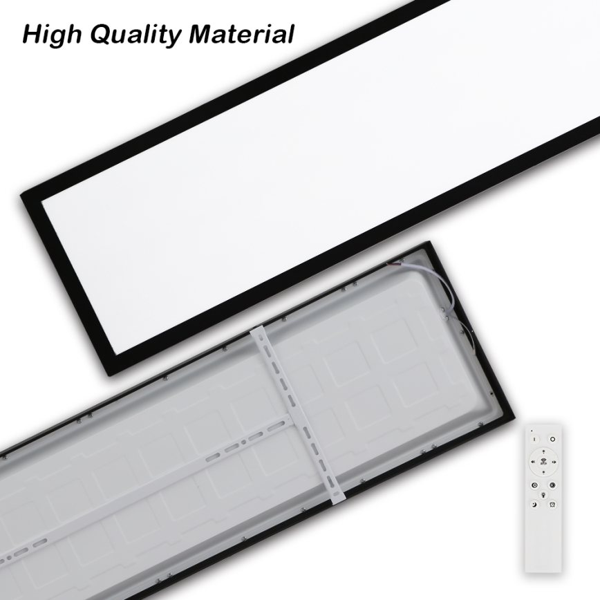 Brilagi - Dimmbare Badezimmerdeckenleuchte FRAME SMART LED/50W/230V 30x120 cm 3000-6000K IP44 Schwarz + Fernbedienung