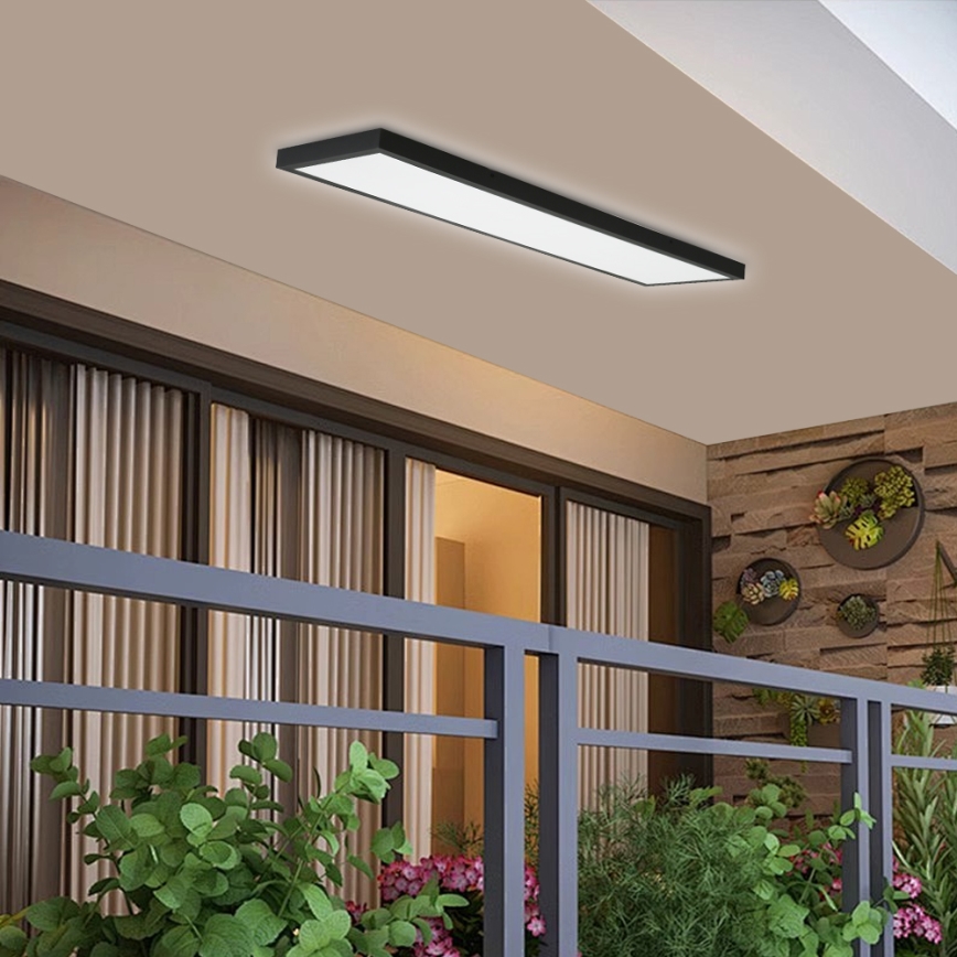 Brilagi - Dimmbare Badezimmerdeckenleuchte FRAME SMART LED/50W/230V 30x120 cm 3000-6000K IP44 Schwarz + Fernbedienung