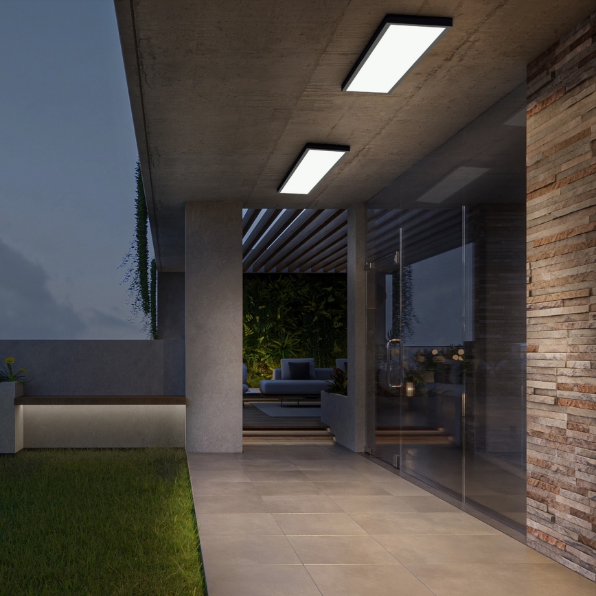 Brilagi - Dimmbare Badezimmerdeckenleuchte FRAME SMART LED/50W/230V 30x120 cm 3000-6000K IP44 Schwarz + Fernbedienung
