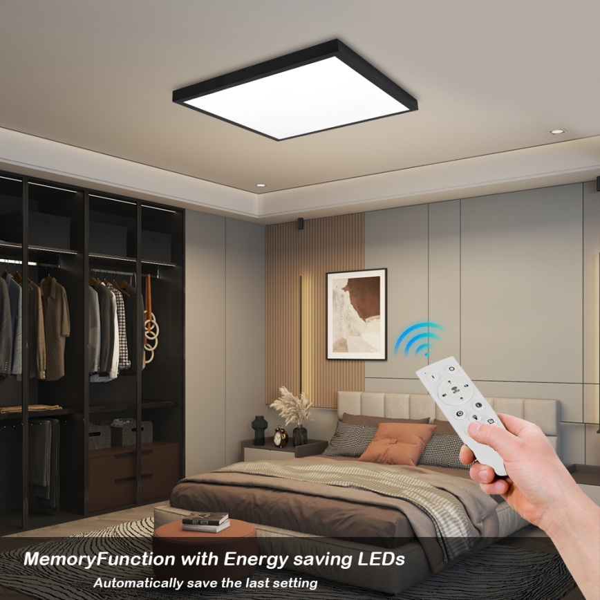 Brilagi - LED Dimmbare Deckenleuchte FRAME SMART LED/50W/230V 60x60 cm 3000-6000K IP44 Schwarz + Fernbedienung