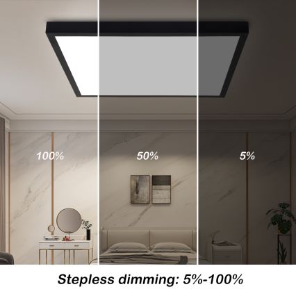 Brilagi - LED Dimmbare Deckenleuchte FRAME SMART LED/50W/230V 60x60 cm 3000-6000K IP44 Schwarz + Fernbedienung