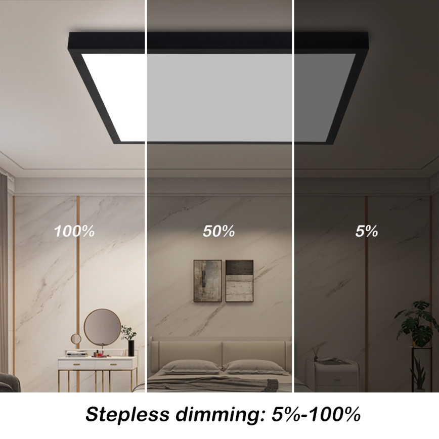 Brilagi - LED Dimmbare Deckenleuchte FRAME SMART LED/50W/230V 60x60 cm 3000-6000K IP44 Schwarz + Fernbedienung