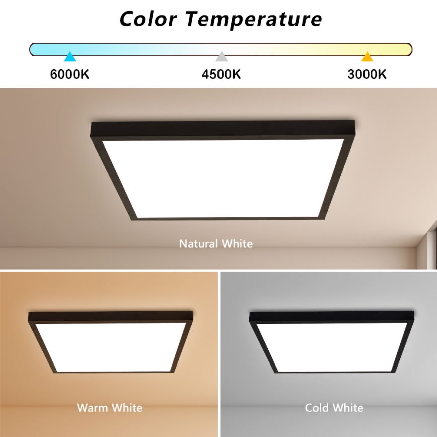 Brilagi - LED Dimmbare Deckenleuchte FRAME SMART LED/50W/230V 60x60 cm 3000-6000K IP44 Schwarz + Fernbedienung