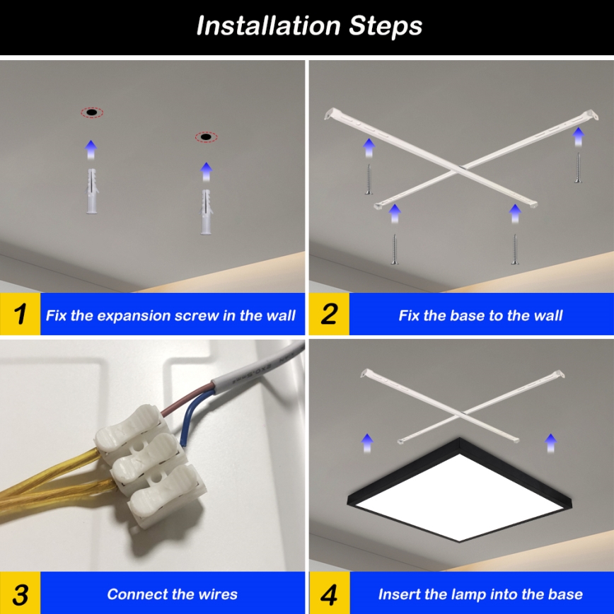 Brilagi - LED Dimmbare Deckenleuchte FRAME SMART LED/50W/230V 60x60 cm 3000-6000K IP44 Schwarz + Fernbedienung