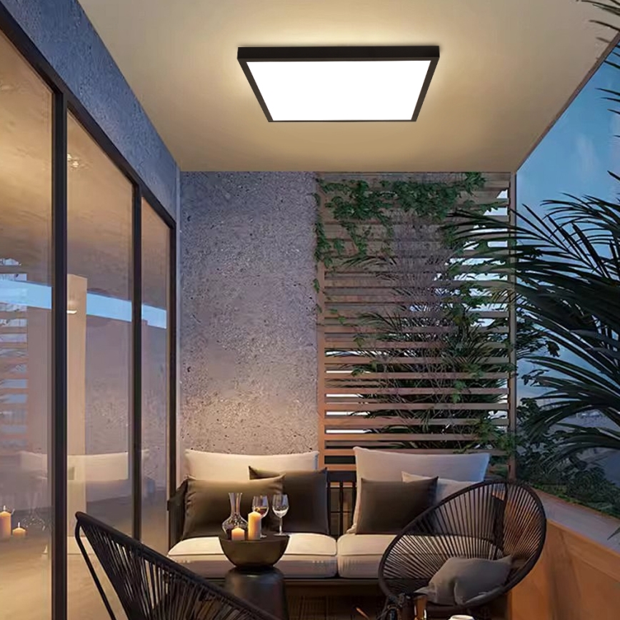 Brilagi - LED Dimmbare Deckenleuchte FRAME SMART LED/50W/230V 60x60 cm 3000-6000K IP44 Schwarz + Fernbedienung
