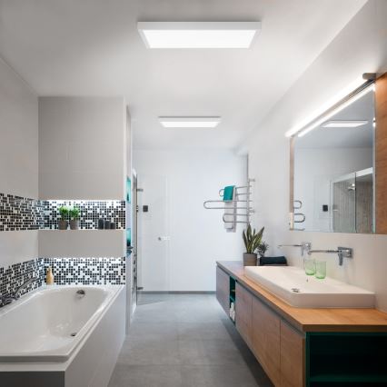 Brilagi - Dimmbare Badezimmerdeckenleuchte FRAME SMART LED/50W/230V 60x60 cm 3000-6000K IP44 Weiß + Fernbedienung