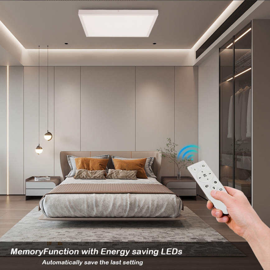 Brilagi - Dimmbare Badezimmerdeckenleuchte FRAME SMART LED/50W/230V 60x60 cm 3000-6000K IP44 Weiß + Fernbedienung