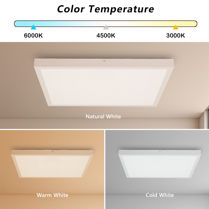 Brilagi - Dimmbare Badezimmerdeckenleuchte FRAME SMART LED/50W/230V 60x60 cm 3000-6000K IP44 Weiß + Fernbedienung