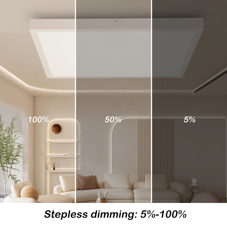 Brilagi - Dimmbare Badezimmerdeckenleuchte FRAME SMART LED/50W/230V 60x60 cm 3000-6000K IP44 Weiß + Fernbedienung