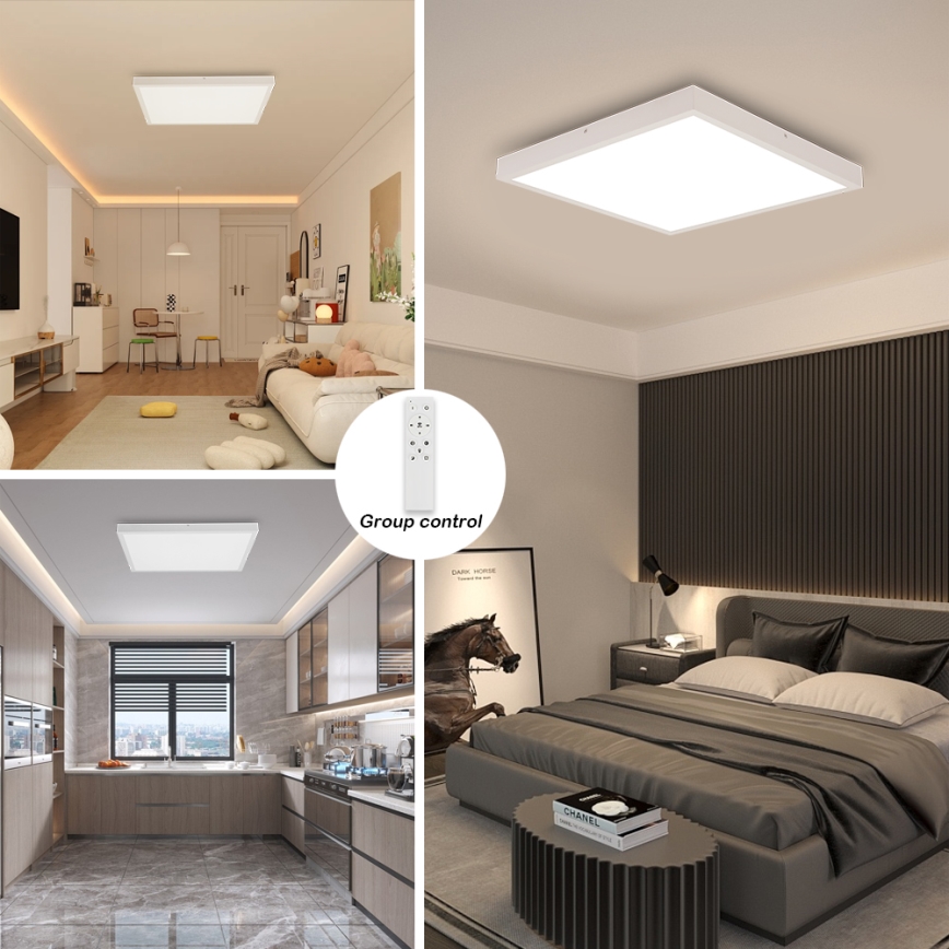 Brilagi - Dimmbare Badezimmerdeckenleuchte FRAME SMART LED/50W/230V 60x60 cm 3000-6000K IP44 Weiß + Fernbedienung