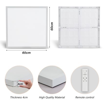 Brilagi - Dimmbare Badezimmerdeckenleuchte FRAME SMART LED/50W/230V 60x60 cm 3000-6000K IP44 Weiß + Fernbedienung