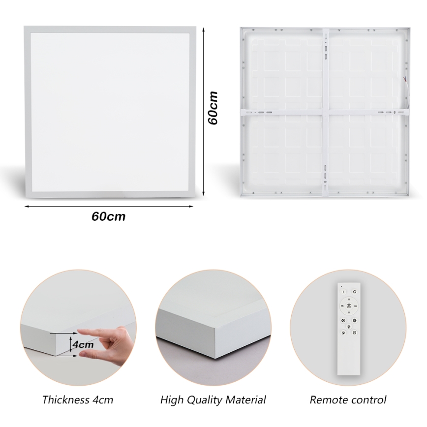 Brilagi - Dimmbare Badezimmerdeckenleuchte FRAME SMART LED/50W/230V 60x60 cm 3000-6000K IP44 Weiß + Fernbedienung