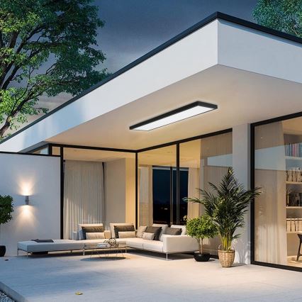 Brilagi - LED-dimmbare Badezimmer-Deckenleuchte FRAME SMART LED/50W/230V 120x30 cm 3000-6000K IP44 schwarz + Fernbedienung