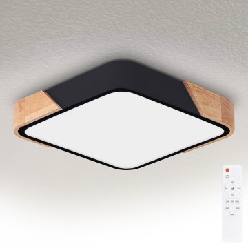 Brilagi - LED-dimmbare Deckenleuchte PILANA LED/48W/230V 3000-6500K Eiche/Schwarz 42x42 cm + Fernbedienung