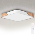 Brilagi - LED-dimmbare Deckenleuchte PILANA LED/60W/230V 3000-6500K Eiche/Weiß 56x56 cm + Fernbedienung