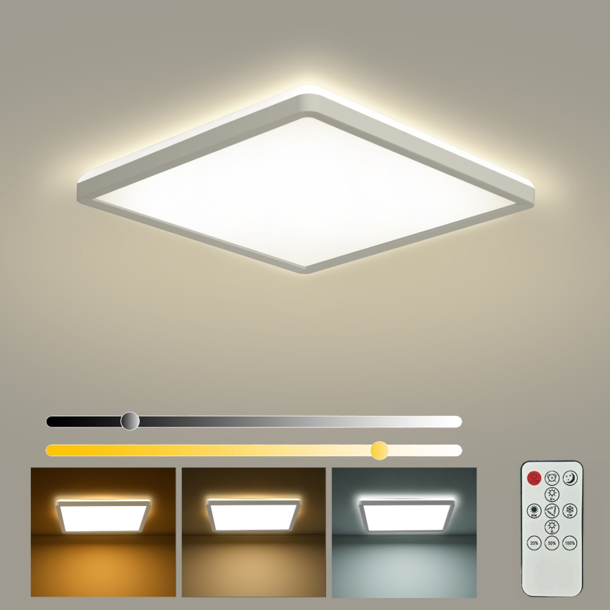 Brilagi - LED-dimmbare Deckenleuchte ULTRA SLIM LED/18W/230V 2700–6500K 30x30 cm Weiß + Fernbedienung