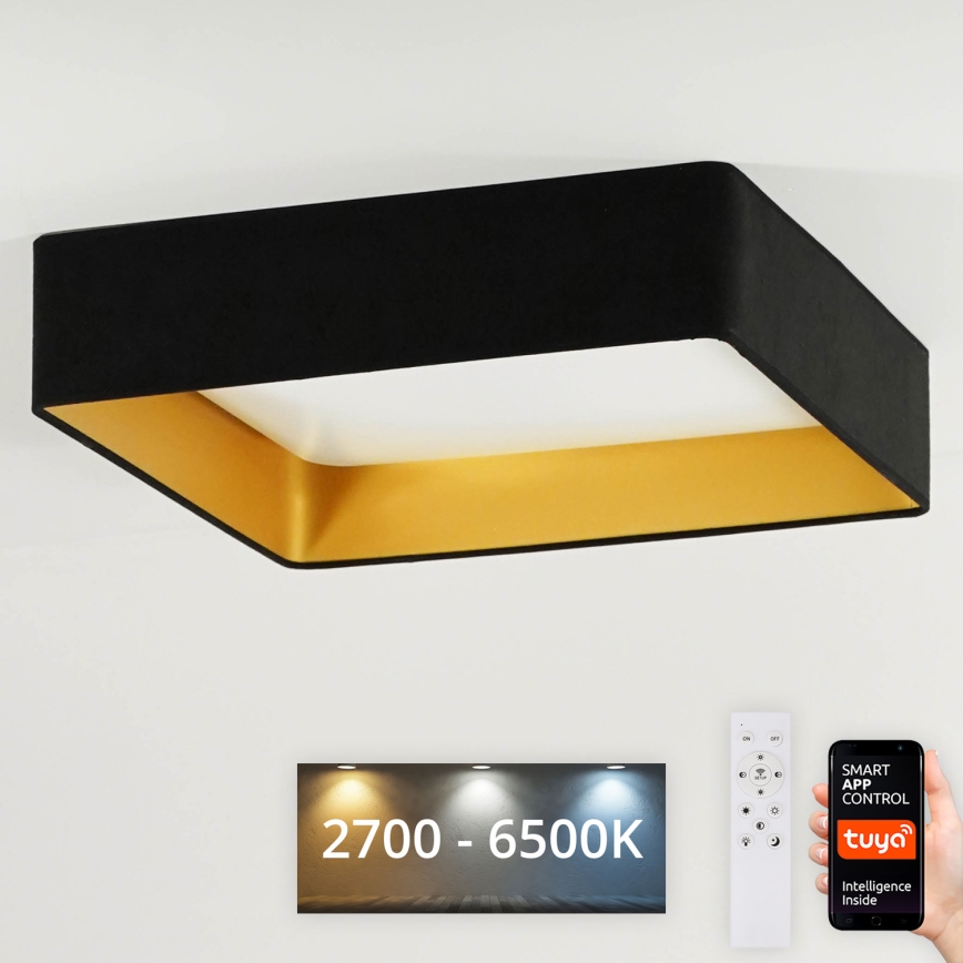 Brilagi - LED-dimmbare Deckenleuchte VELVET SQUARE SMART LED/36W/230V 60x60 cm 2700-6500K Wi-Fi Tuya + Fernbedienung schwarz