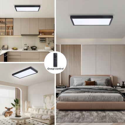 Brilagi - LED Dimmbare Badezimmer-Deckenleuchte FRAME SMART LED/30W/230V 30x60 cm 3000-6000K schwarz + Fernbedienung
