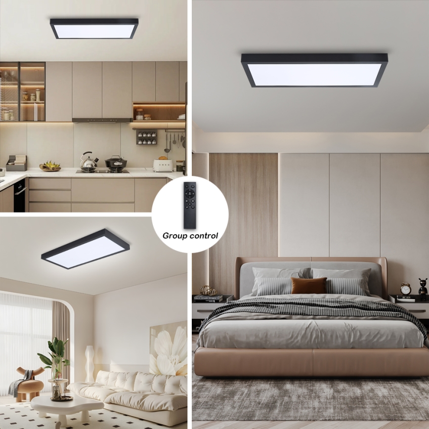 Brilagi - LED Dimmbare Badezimmer-Deckenleuchte FRAME SMART LED/30W/230V 30x60 cm 3000-6000K schwarz + Fernbedienung