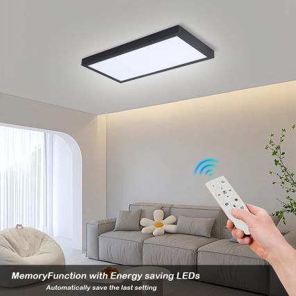 Brilagi - LED Dimmbare Badezimmer-Deckenleuchte FRAME SMART LED/30W/230V 30x60 cm 3000-6000K schwarz + Fernbedienung