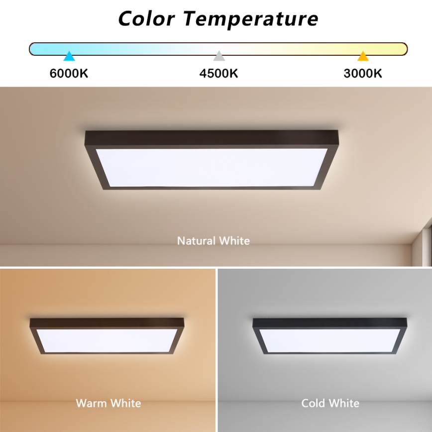 Brilagi - LED Dimmbare Badezimmer-Deckenleuchte FRAME SMART LED/30W/230V 30x60 cm 3000-6000K schwarz + Fernbedienung