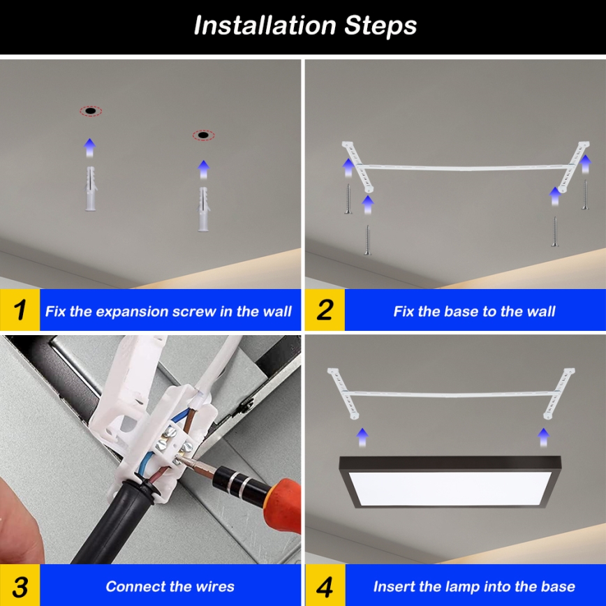 Brilagi - LED Dimmbare Badezimmer-Deckenleuchte FRAME SMART LED/30W/230V 30x60 cm 3000-6000K schwarz + Fernbedienung